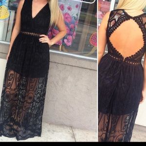 Black Lace Maxi Dress